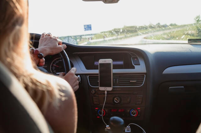 girl driving in car